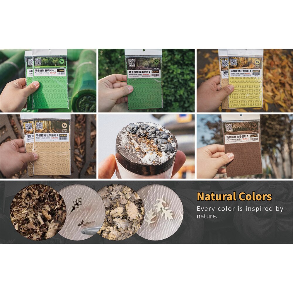 Four Seasons Natural Colors Paper Leaves Series 1/32 1/35 1/48 Scale Plant Model DIY Decorations Accessories