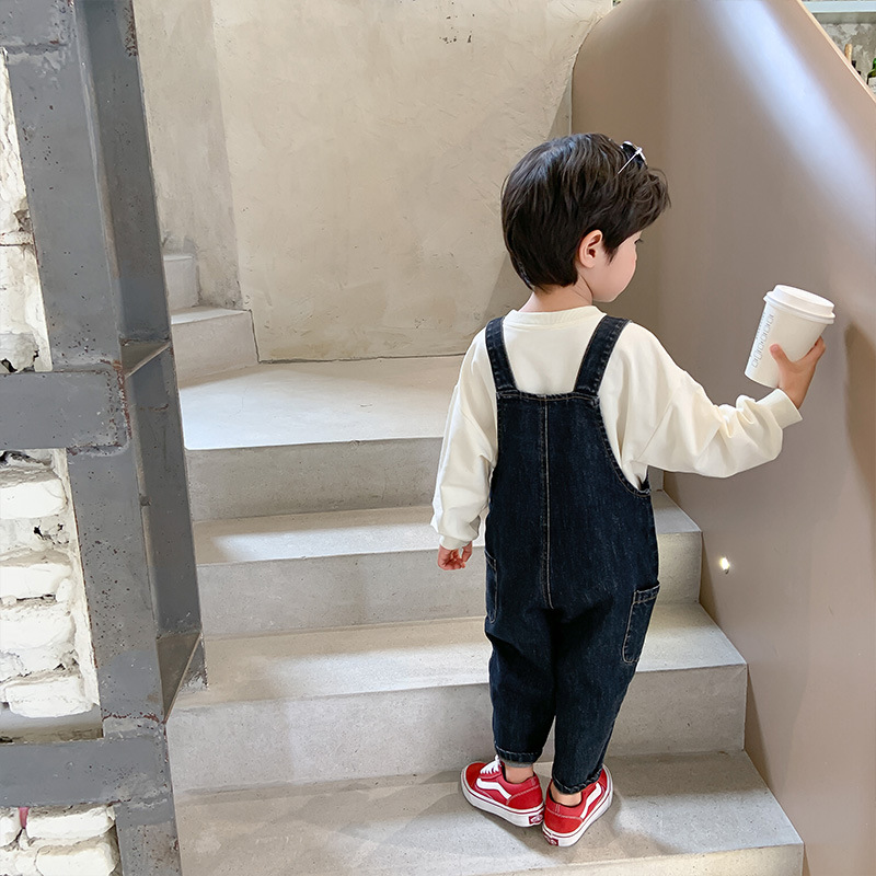 Peto vaquero informal para niños de 1 a 6 años, pantalones de algodón suave que combinan con todo, color sólido, otoño