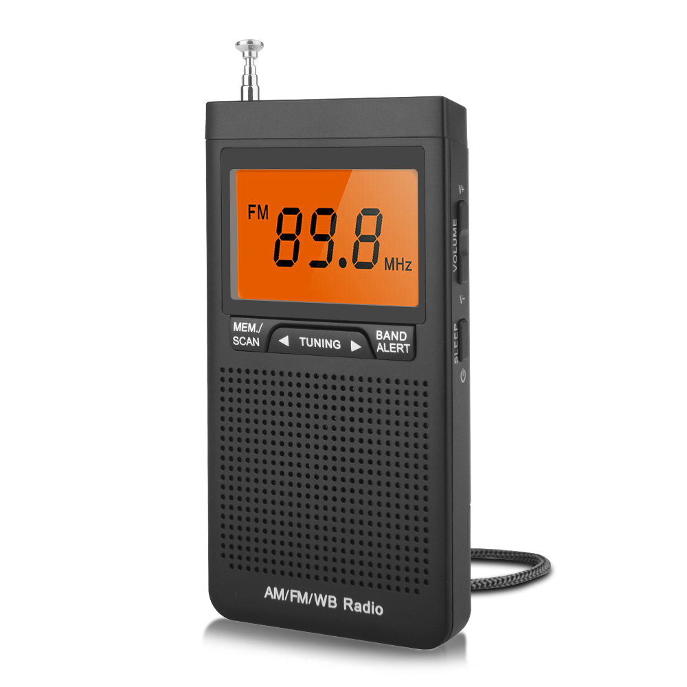 Radio meteorologica portatile FM AM NOAA Radio tascabile di emergenza con sveglia di avviso meteorologico Canali di ricerca automatica Mini radio manuale: Default Title