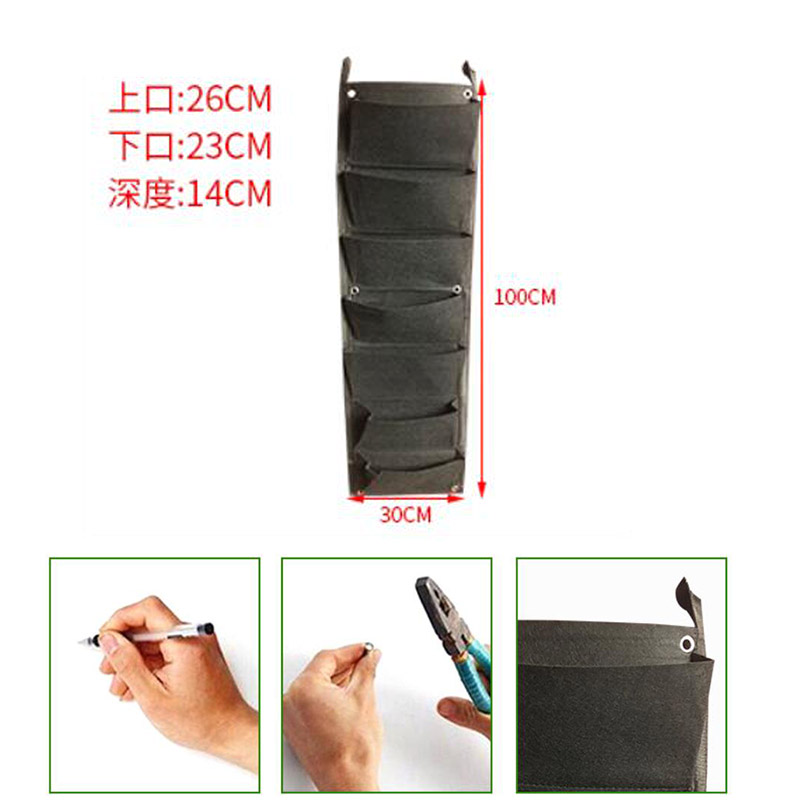 Sur-tissé Sacs De Culture En Tissu Pour Plantes De Remplacement En Coco Pour Fenêtre, Jardinières Murales Et Ponts, Panier Suspendu Rond 14 Noir