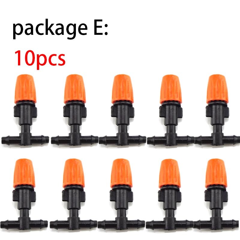 10 st 1/4 " trädgårdsvattenbevattning hängande dimma sprinkler munstycke t-shirt 4/7 slang dimma dimma sprutsatser för trädgårdsarbete växthus: Paket e