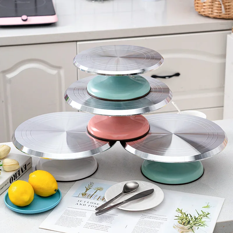 Piatto girevole per pasticceria da 10 pollici, supporto per torta, vassoio rotante per pasticceria professionale in lega di alluminio e strumento di decorazione per accessori per pasticceria