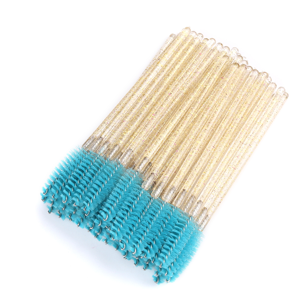 50 Uds. De cepillos desechables para extensión de pestañas, cepillo para cejas de cristal, varita para rímel, pestañas, juego de herramientas cosméticas, maquillaje de belleza: Marfíl