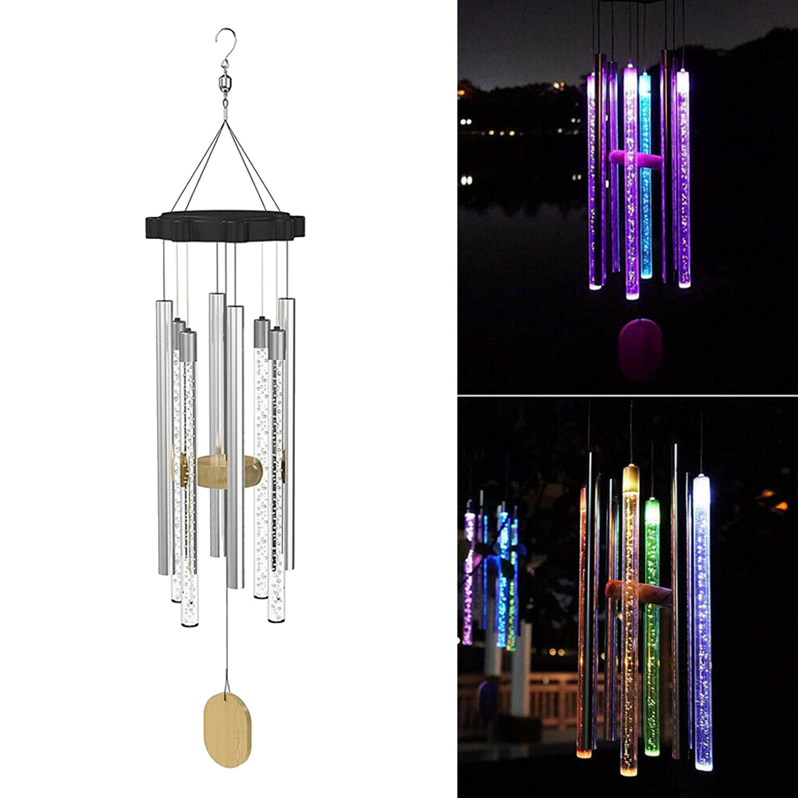 Solar LED Wind Chimes Decor Light Waterproof Memorial Windchime Garden Porch
