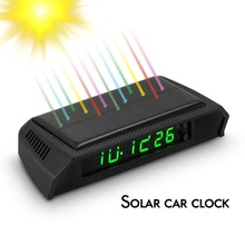 Solar Car Clock Portable Digital LED Clock & Calendar for Vehicle Auto Truck C6