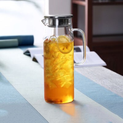 Jarra de vidrio de 1500ml con tapa de madera de bambú, jarra de agua de vidrio, utensilios para el hogar, cocina, comedor y Bar: 1500ml / stainless steel lid