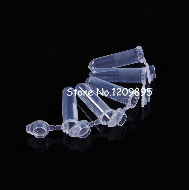 100PCS/Pack 2ml 10.5*43mm Polypropylene(PP) Plastic Centrifuge Tube EP/PCR Attached Cap Round Bottom