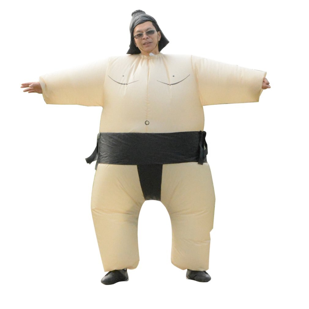 Vestido inflable con ventilador para hombre y mujer traje con máscara ancha, disfraz de luchador