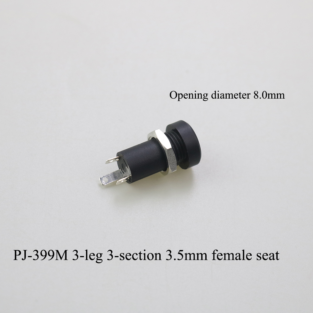 PJ-serie 3,5 mm stereo vrouwelijke aansluiting met schroef 3,5 audio hoofdtelefoonaansluiting 3P verticale dubbelkanaalsconnector 392 399 3640: Bruin