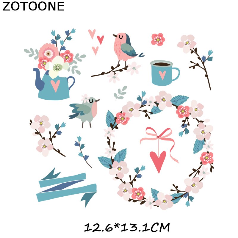 Patches Voor Kleding Ijzer Op Heat Transfers Applique Diy Bloem Dier Set Patch Gedrukt Toepassing Thermo Stickers D: 1638