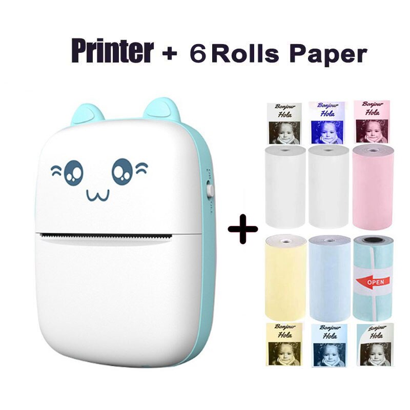 mini Kot C9 bezprzewodowy kieszonkowy rozmiar Bluetooth przenośny termiczny papier fotograficzny drukarka robić 58mm etykieta druku notatka android telefon z IOS: niebieski 6 mieszać