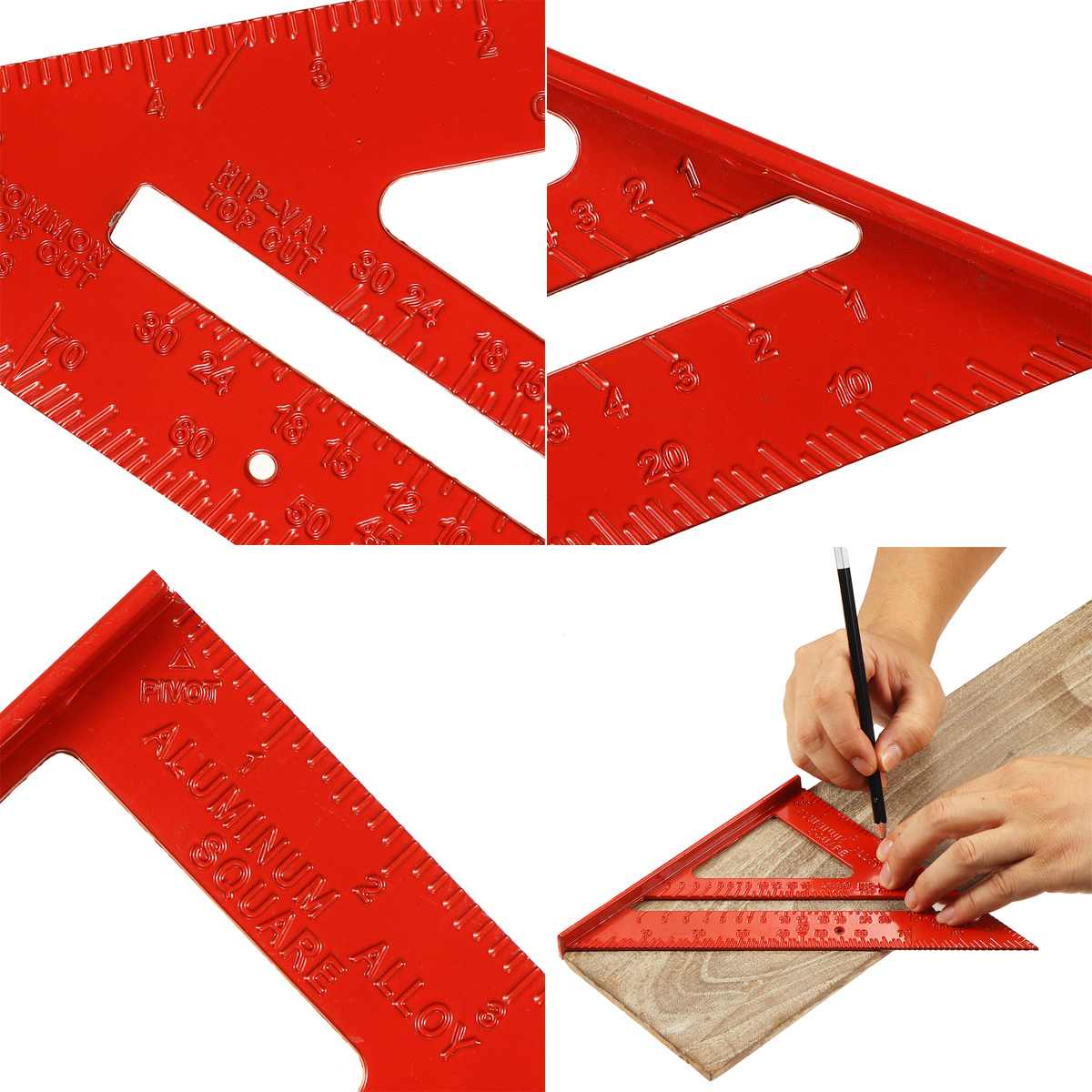 Triangle Ruler 12 inch Aluminum Alloy Angle Protractor Speed Imperial Square Measuring Ruler For Building Framing Tools Gauges