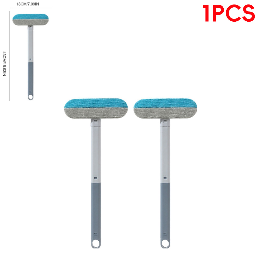 Multifunctional Pet Hair Remover Long Handle Window Cleaning Brush Hair Cleaner Brush with Squeegee Pet Fur Cleaning Tool: Scarlet