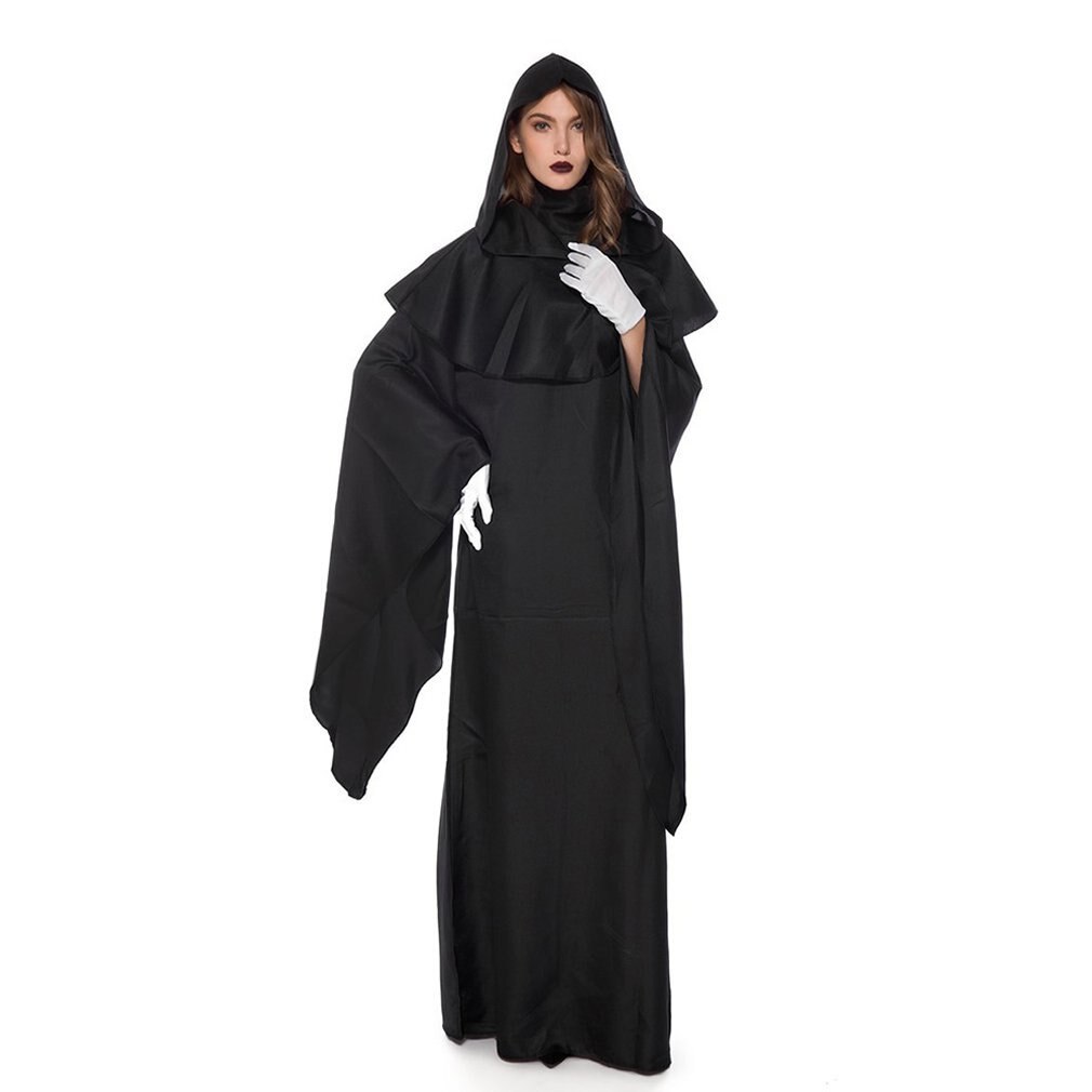 Halloween Evil Kostuum Dark Evil Vampire Zwart Eenvoudige Robe Kostuum Stadium Gothic Cosplay Middeleeuwse Demon Cape Voor Volwassen