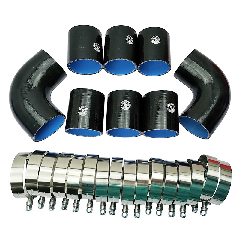 2.0" 51mm /2.25" 57mm/ 2.5'' 63mm / 3'' 76mm Silicone Hose Pipe Turbo Intake Universal Intercooler Turbo Piping kit: 63mm black