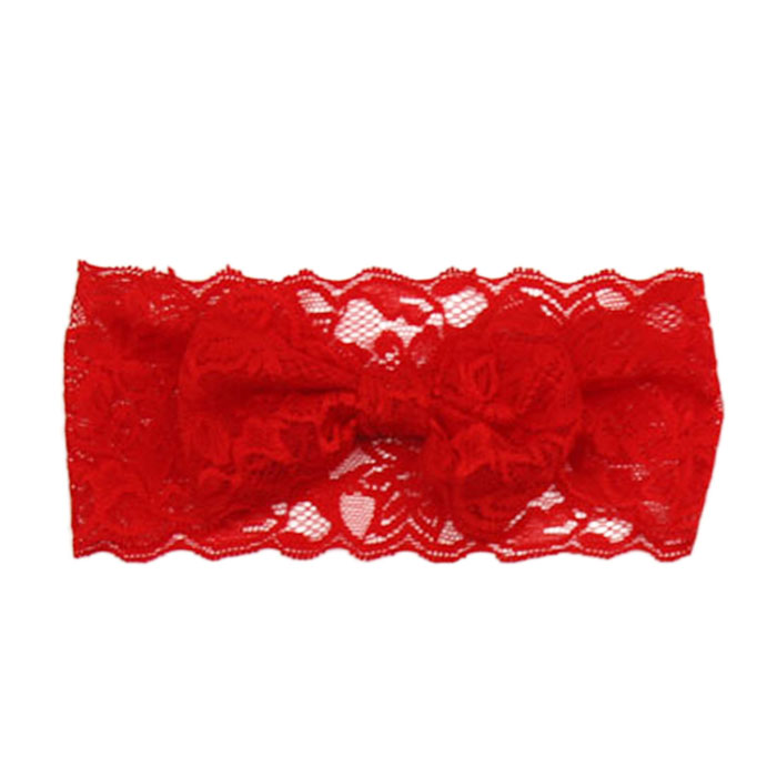 neue Mädchen Spitze Großen Bogen Haar Band Baby Kopf Wrap Band Zubehör Baby Lacos Elastische: Rot