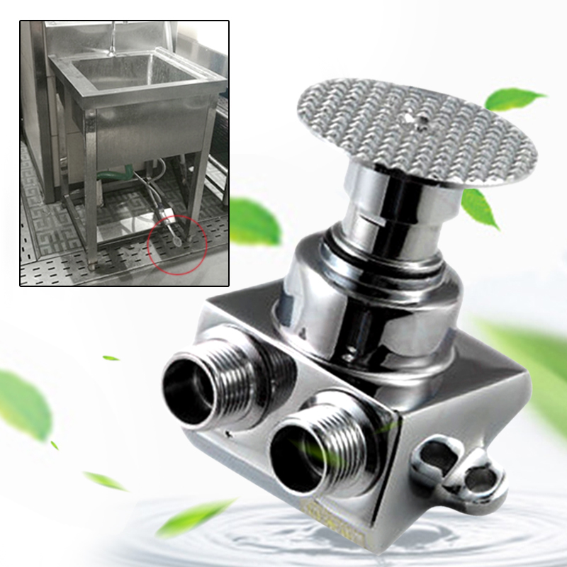 1x Kupfer Einzigen Boden Fuß Pedal Kontrolle Schalter Ventil Wasserhahn Automatische Kalten Wasserhahn Fuß Pedal Ventil für KrankenhäNutzer Fabriken