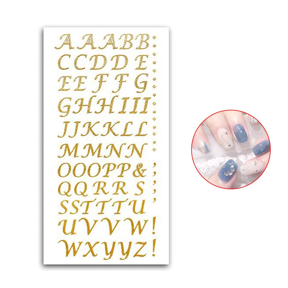 Alphabet Metal Sticker Self-adhesive Silver Gold Card DIY Flash Alphabet Handicraft