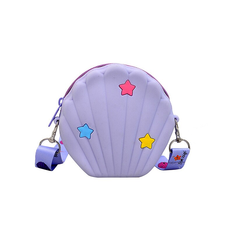 Borse e borsette per bambine carine borse a tracolla con conchiglia in Gel di silice per bambini portamonete pochette per bambini Kawaii: purple