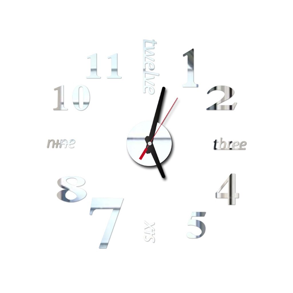 Offre spéciale 3d grand acrylique miroir horloge murale bricolage quartz montre nature morte horloges moderne décoration de la maison salon autocollants: D