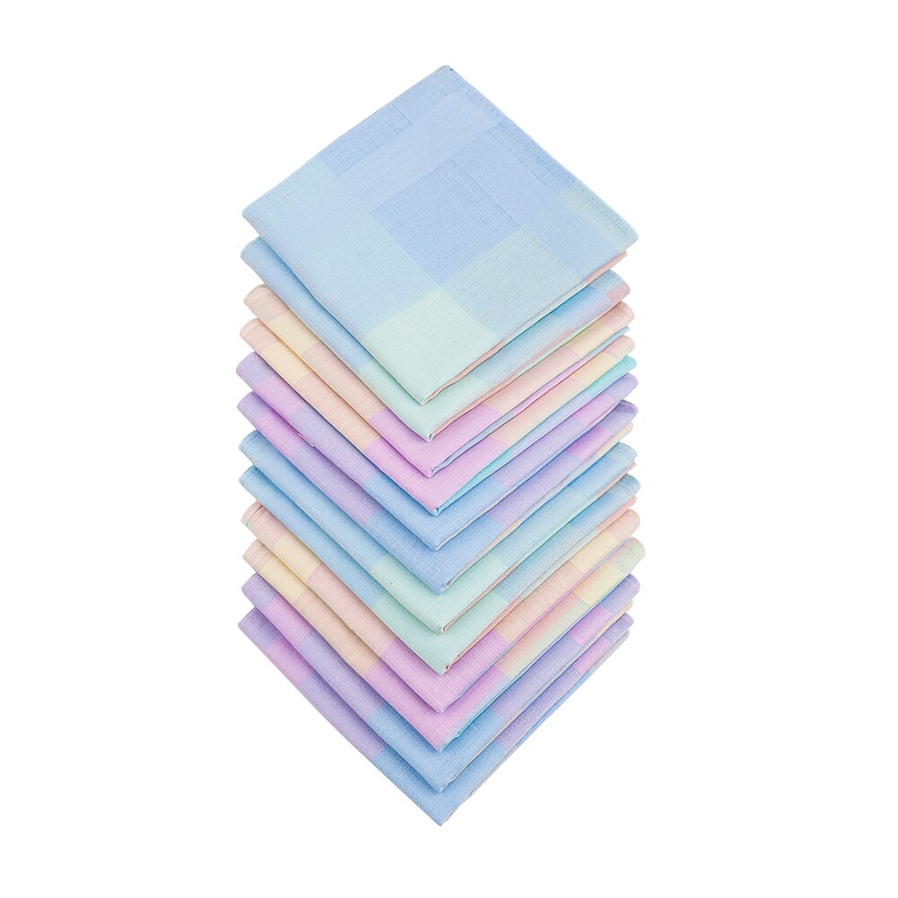 12 Stuks Gemengde Kleur Plaid Zakdoek Neutrale Gecontroleerd Vierkante Katoenen Doekjes Gekleurde Plaid Mode Zakdoek Leuke Stijl 43X 43Cm