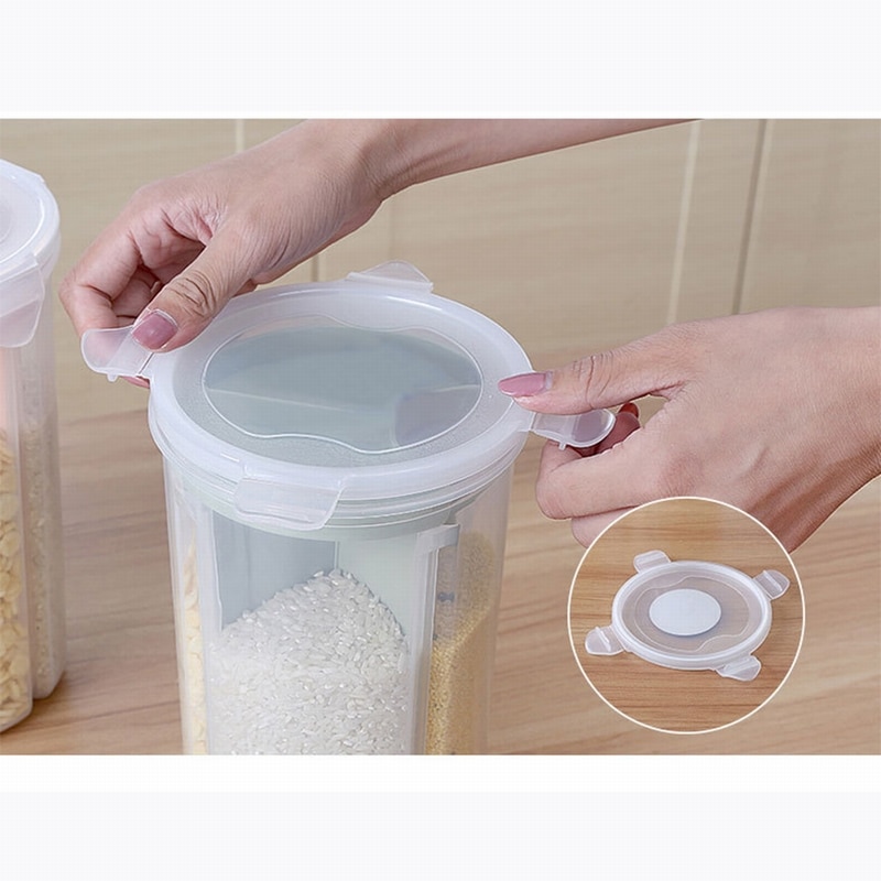 Junejour Plastic Rotary Rice Cans Grain Storage Bins Cereal Dispenser Box Kitchen Food Barrels Container Storage Boxes S/L