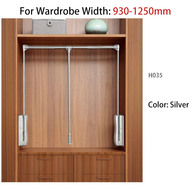Pull Down Lifting Clothes Rod Retractable Damping Hanger Rail Dual Soft Close System For Wardrobe Walk-in Closet: plum
