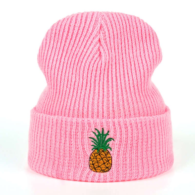 Voron ananas vinterhue kvinde unisex strikket skullies strik casual hat til mænd kvinder sort pink varm efterårs hue: Lyserød