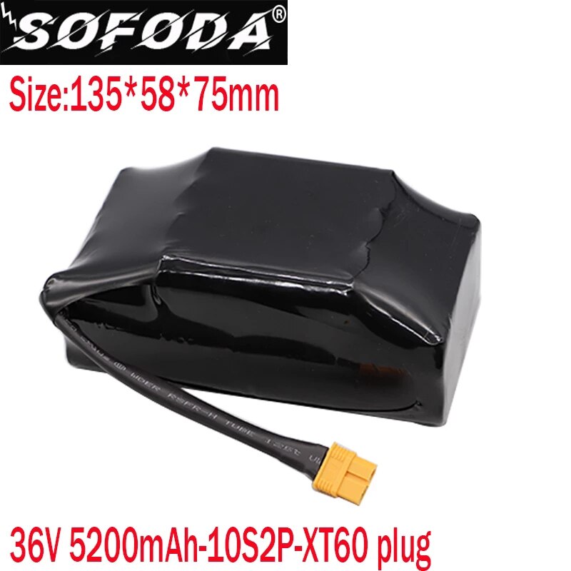 SOFODA 36V 6.0AH 5.2AH 4.4AH rechargeable li-ion battery pack lithium ion for electric self balance scooter hoverboard unicycle