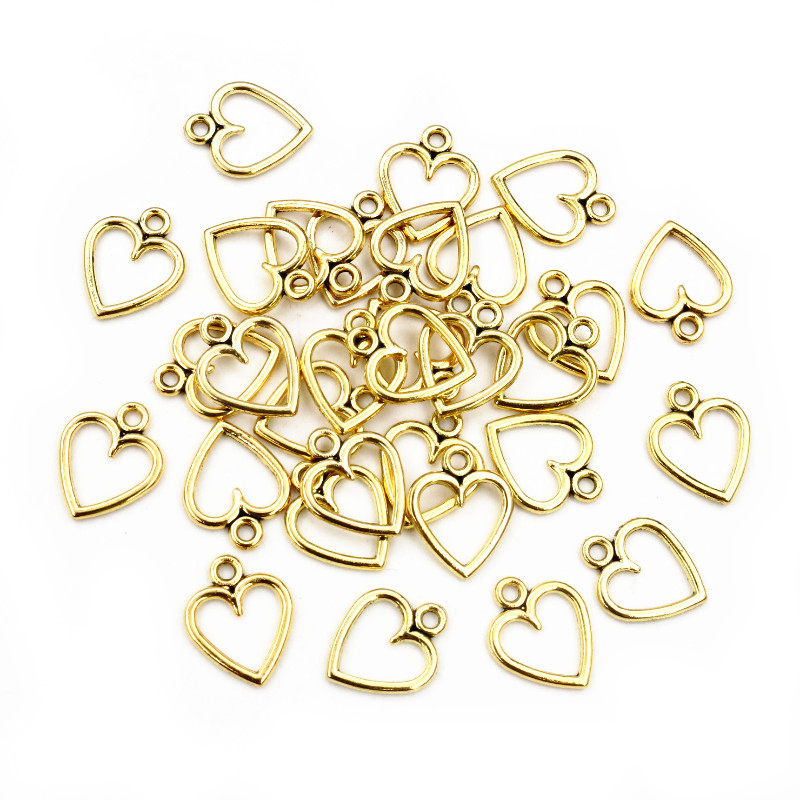 100 piezas imagen Color corazones huecos geometría colgante de aleación de Metal bricolaje collar pulsera pendientes