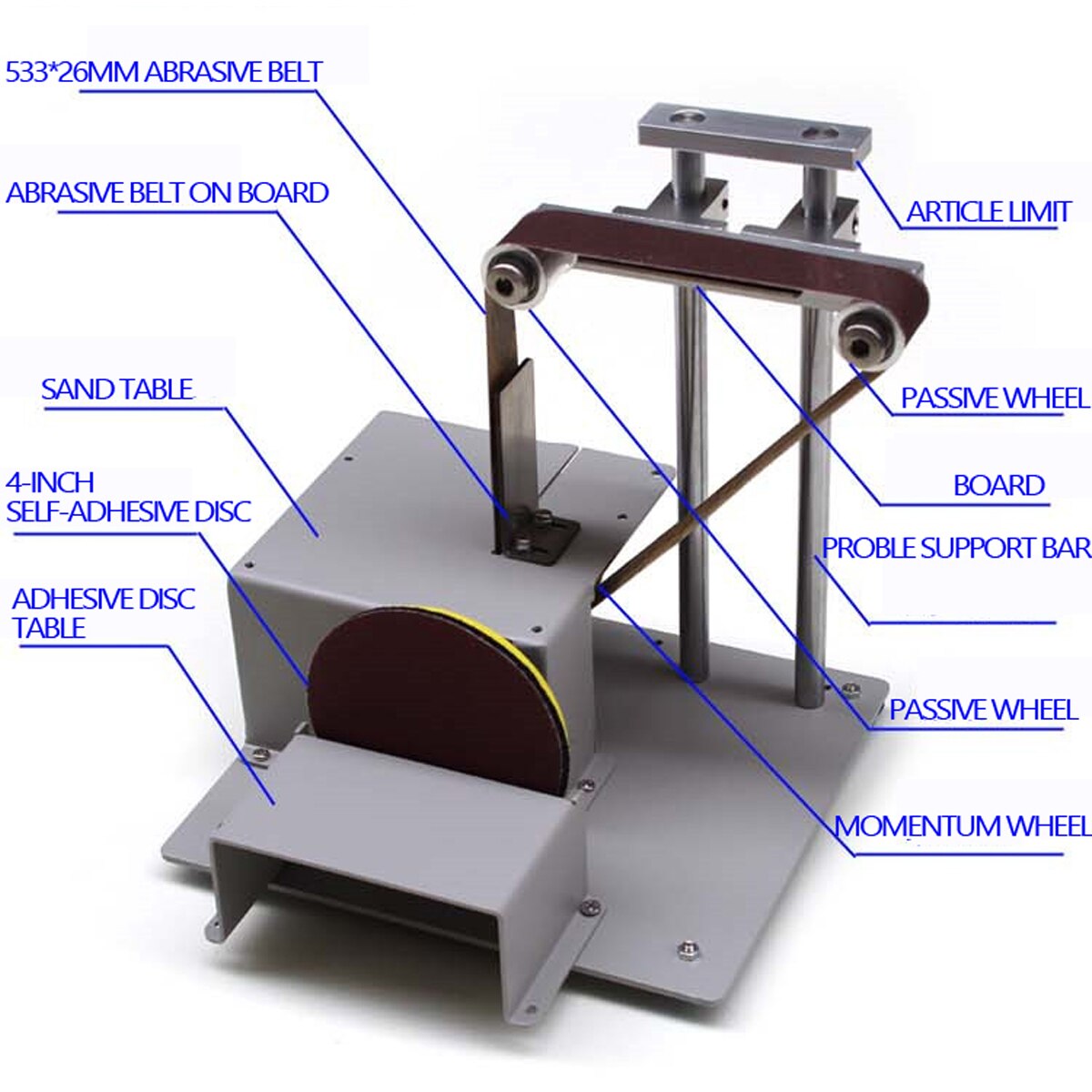 Mini Table Saw Belt Sander Grinder Handmade Woodworking Polishing Grinding Sanding Machine Cutting Saw