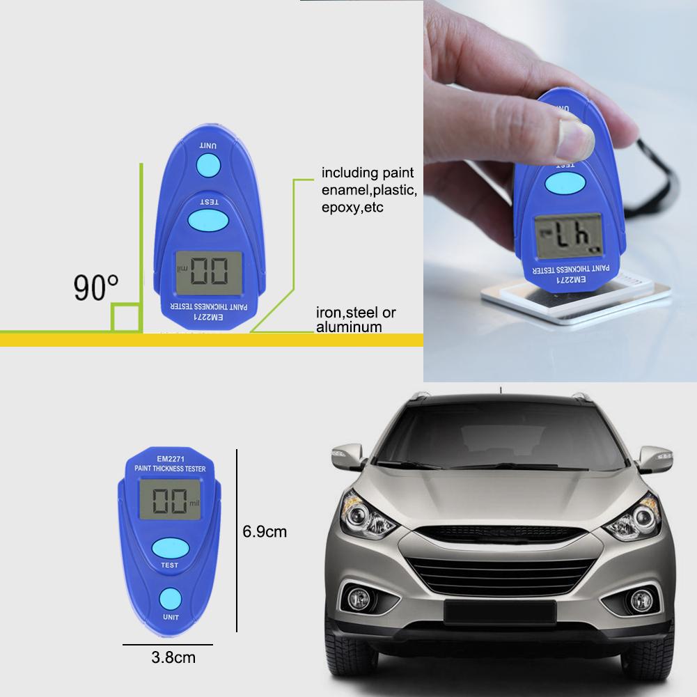 EM2271 Digital Mini Car Paint Thickness Gauge Car Paint Meter Painting Coating Tester Automobile Coating Thickness Gauge Tester