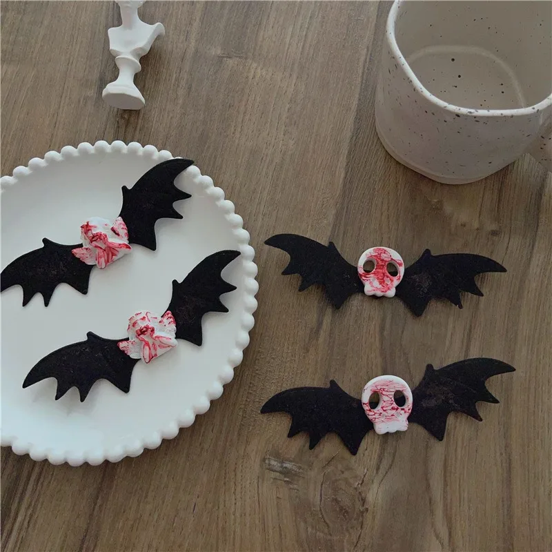 4 st halloween svarta fladdermushårspännen  y2k gotiska dödskallehårspännen punk fladdermus djävulsvinge bobby pin flickor harajuku mörk lolita huvudbonad