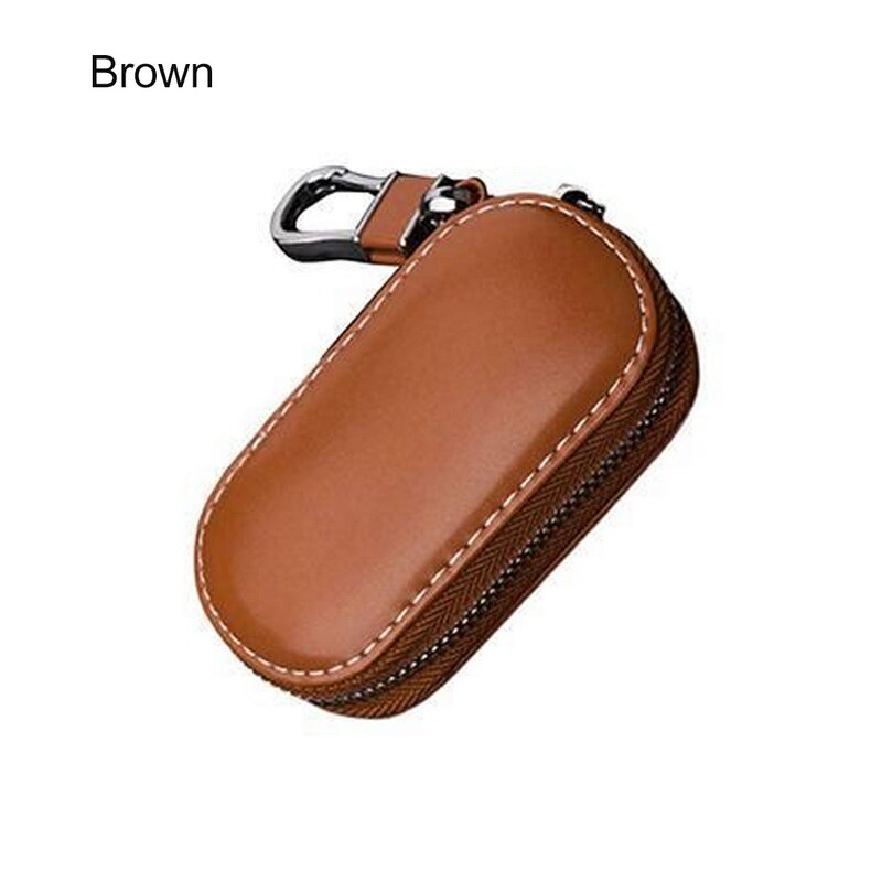 Carteras de piel para las llaves del coche para hombre, portallaves, organizador de llaves para ama de llaves, funda de llavero para mujeres, estuche con cremallera, bolsa, monedero: brown