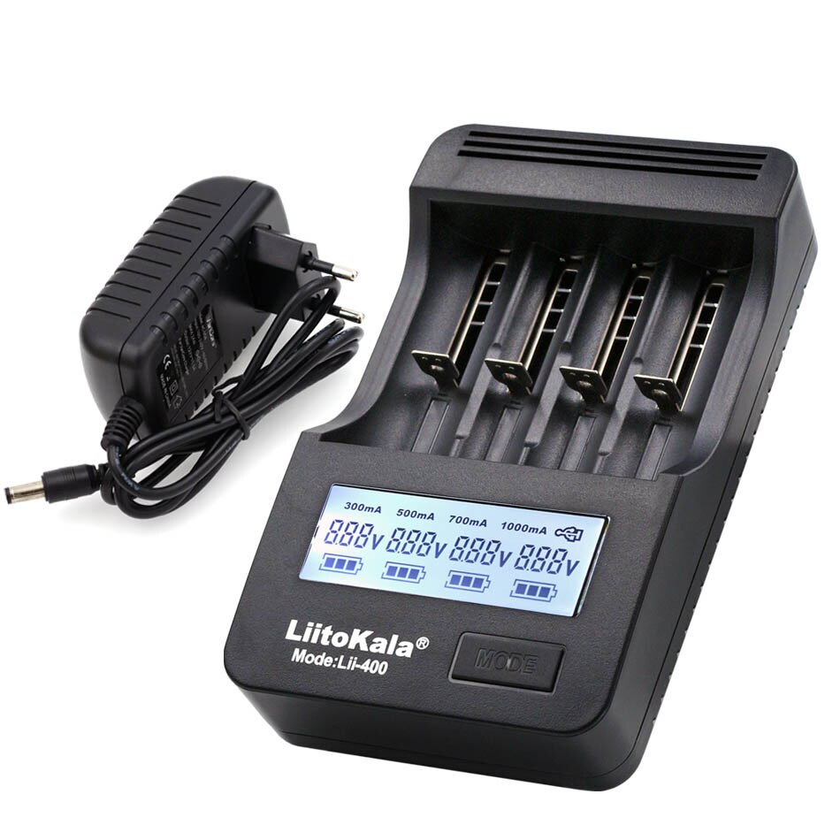 Liitokala Lii500 LCD Batterij Oplader, Opladen 18650 18350 18500 16340 10440 14500 26650 1.2V AA AAA NiMH Batterij: Lii 400 and adapter