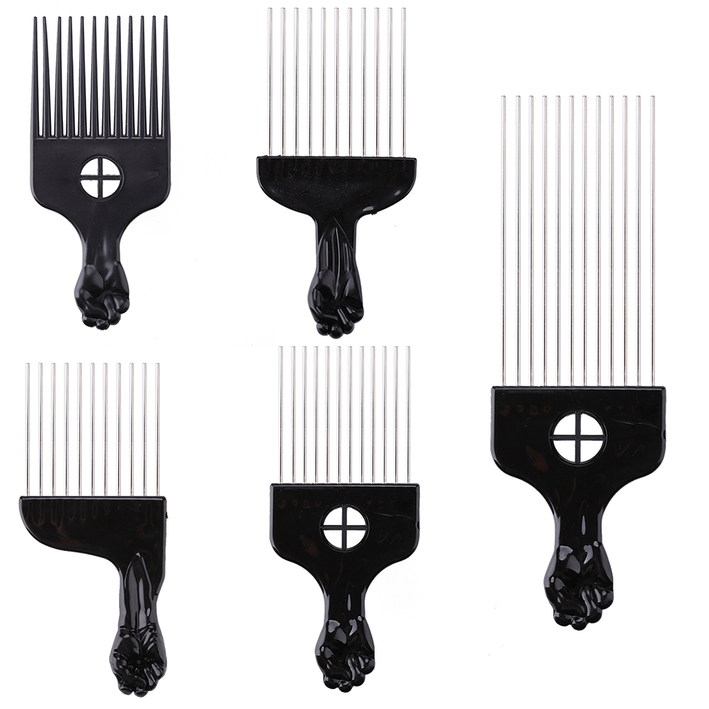Salon Use Black Metal African American Pick Hair Wide Teeth Combs Afro Hair Comb For Hairdressing Styling Tool