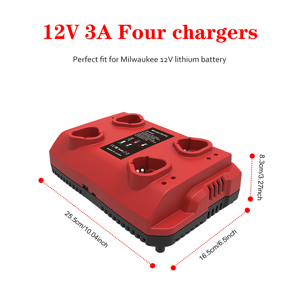 Suitable for Milwaukee M12 N12 lithium ion battery charger N124-4 charging 12A144W fast charging with USB and Typec output ports