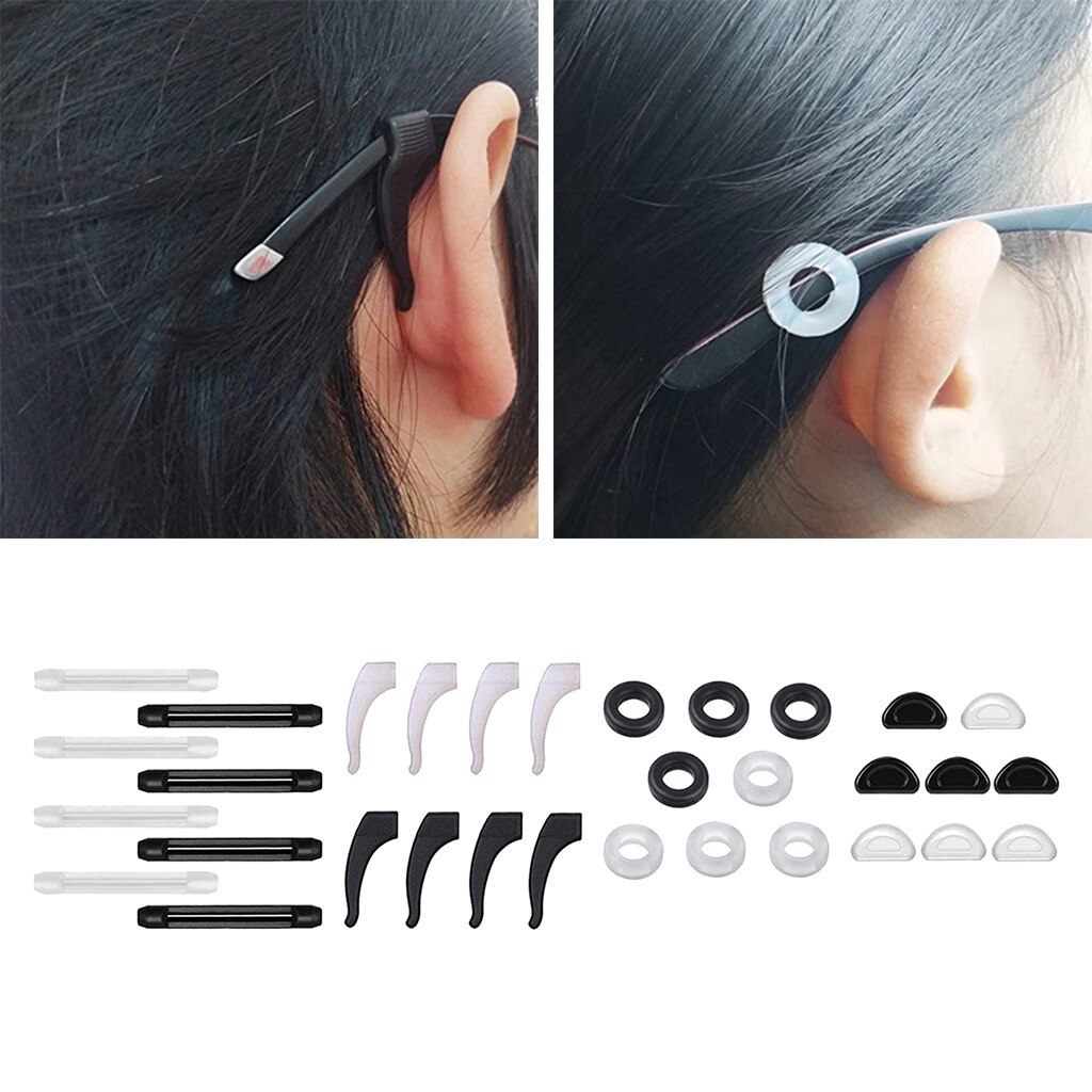 Universele Brillen Vazallen, Siliconen Anti-Slip Ronde Bril Tempel Tips Mouw Eyewear Retainer Oor Grip Haken Protectors: 16 Pairs
