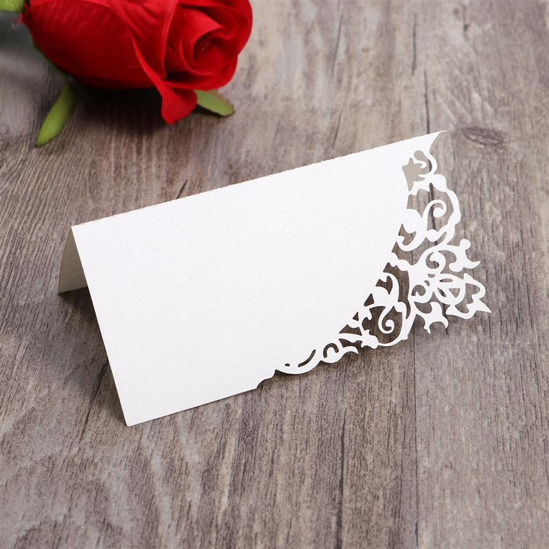 50PCS Hollow Place Wedding Seat Card Table Card Sign-In Card Wedding Invitation Table Cards Name Place Card Table Decoration