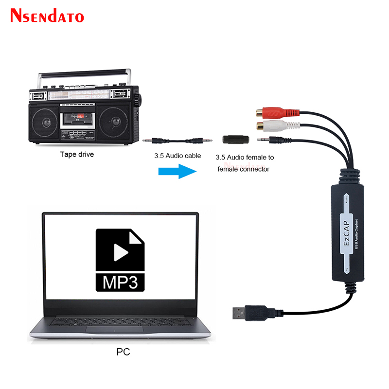 Ezcap Usb Audio Capture Card Converteren Cd Tape Oude Analoge Muziek Te MP3 Recorder Analoge Audio Kaart Naar Digitale Voor mac &amp; Windows 8/7