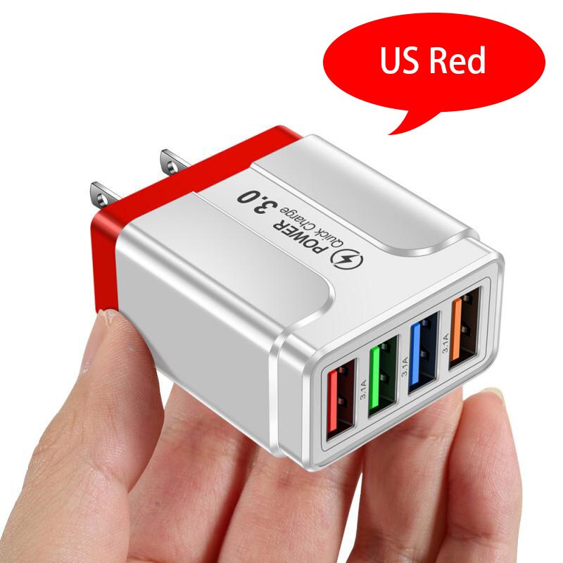 EU European KR Plug Adapter Japan China US To EU Travel Power Adapter Electric Plug Converter Charger Socket AC Outlet: RED US