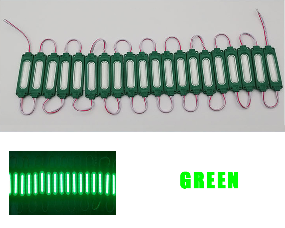 20er-Pack 12V LED Kolben-Modulleuchte, superhell, gelb, blau, rosa, eisblau, Farbe IP65, wasserdicht, für Werbegeschäft, Dekorlampe: Grün