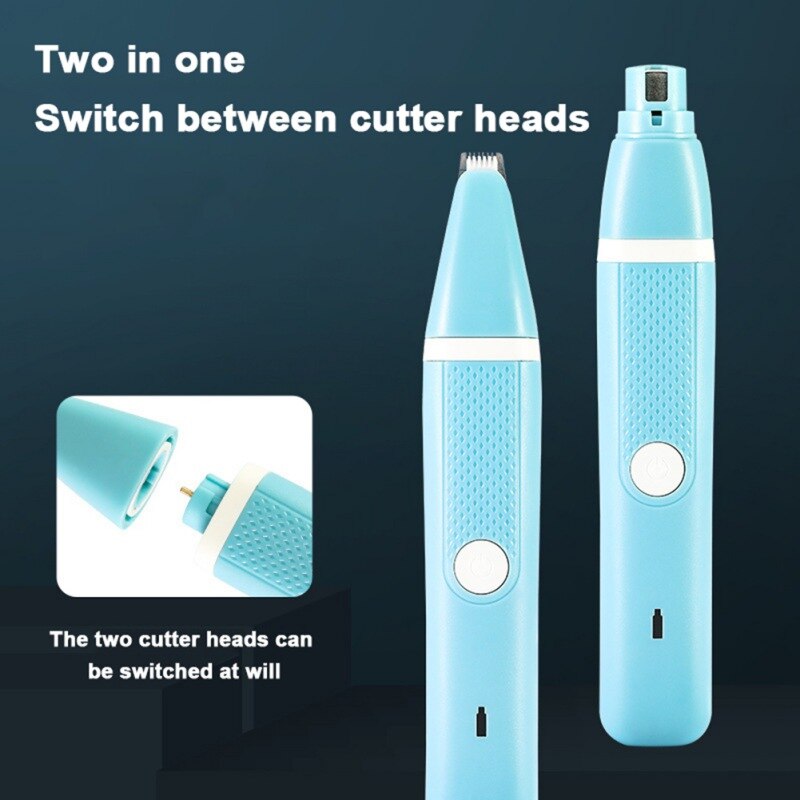 2in1 Pet Grooming Machine Hond Kat Tondeuse Usb Oplaadbare Clippers Nail Slijpen Haar Trimmer Voet Haar
