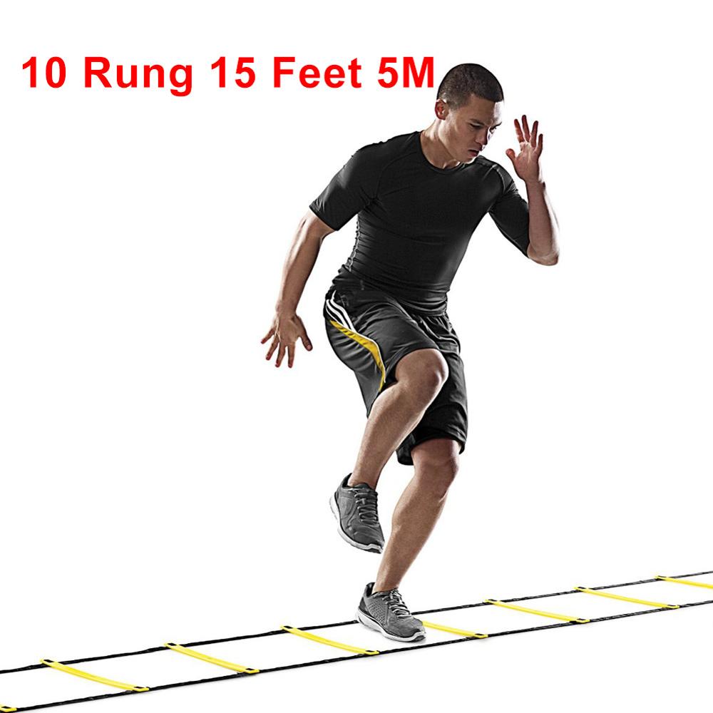 4 stilarter 5/8/10/11 ringede nylonremme træning stiger smidighed hastighed stigen trapper til fodbold og fodbold hastighed stige udstyr: 10 ringede 15 fødder