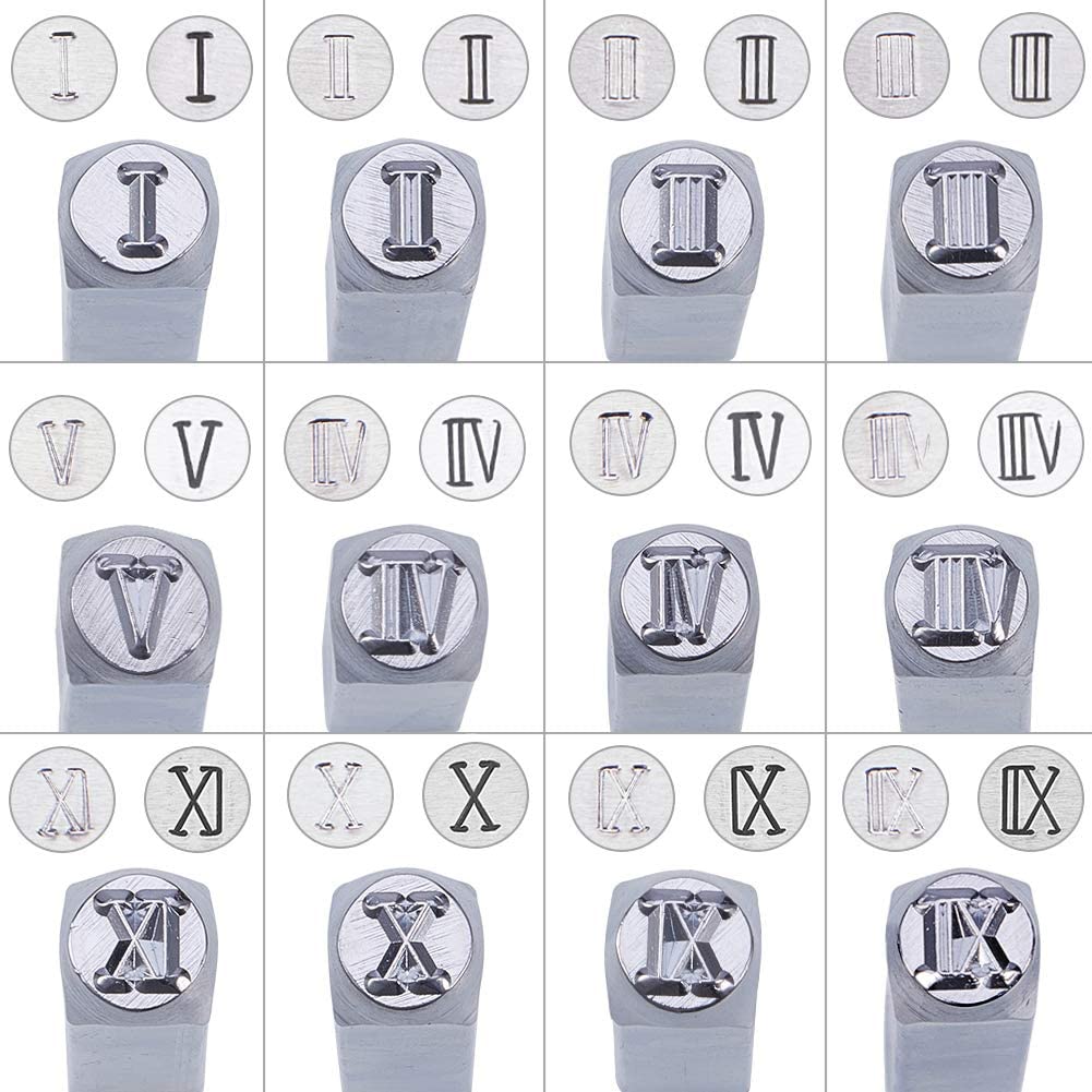 12 Pcs Romeinse Cijfers Metalen Stempel Set Ijzeren Hoofdletters Postzegels Punch Press Tool Voor Imprinting Op Sieraden Leer Hout Stempelen