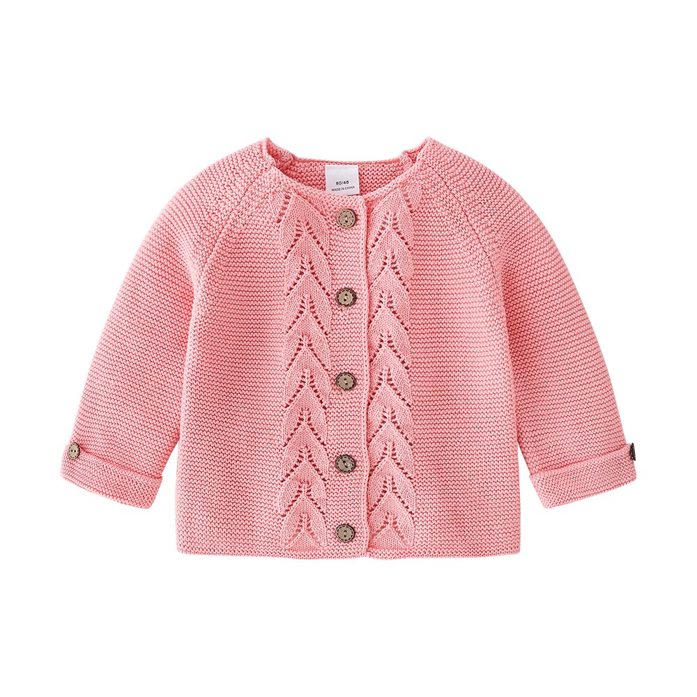 Strickjacke für babys und kleinkinder, strickjacke für neugeborene, frühlingsjacke aus einfarbiger baumwolle, herbstjacke mit knöpfen: Rosa / 18m