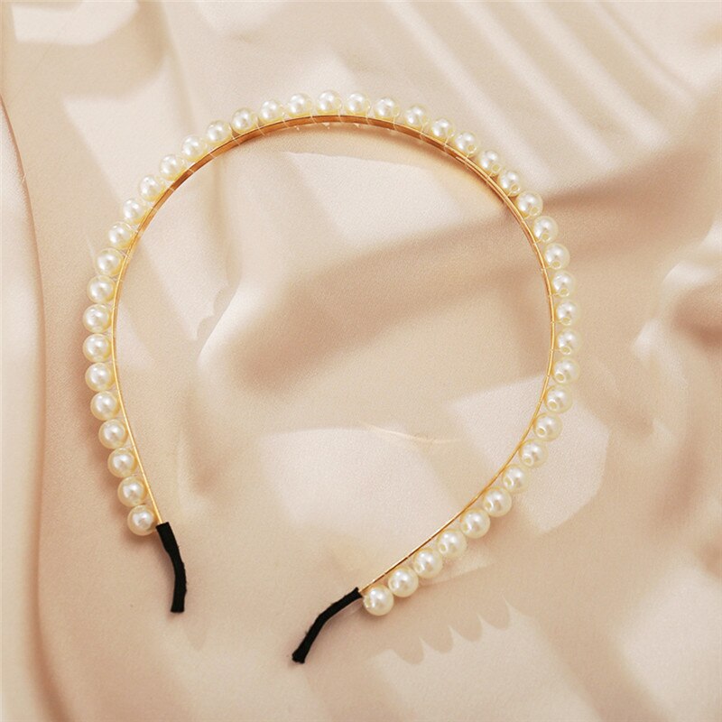 Nowe pełne perły proste kobiety Hairbands słodki pałąk uchwyt do włosów ozdoba opaska na głowę Lady eleganckie modne akcesoria do włosów: 70147