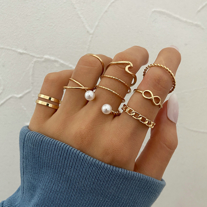 Blad måne halvmåne ringe til kvinder antikke punk kno midi ringe sæt vintage anillos smykke tilbehør 7 stk/sæt: 02
