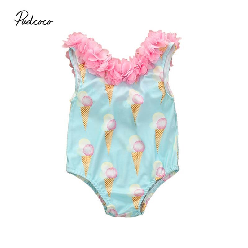 Sommer badedragt småbørn baby pige is print badetøj ét stykke blomster tankini badedragt bikini