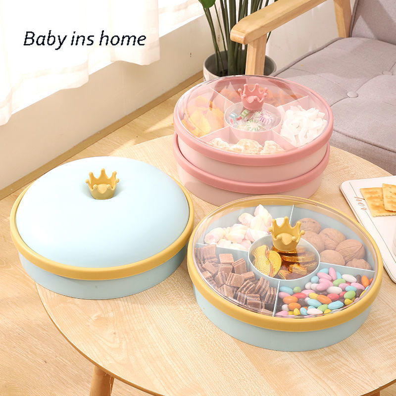 1 and 2 layer 5-Compartment Food Storage Tray Dried Fruit Snack Plate Appetizer Serving Platter for Party Candy Pastry Nuts Dish